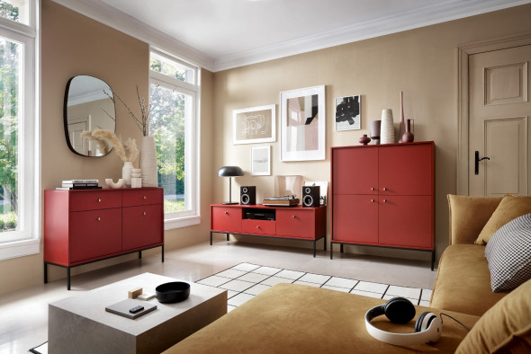 Stolik kawowy ALANI 104x68 bordowy mat z szufladą