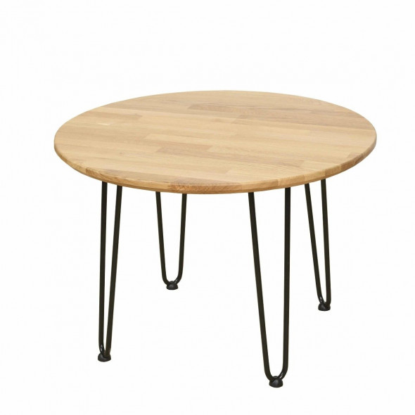 Stolik kawowy IRON OAK okrągły 70x70xh47,5 dąb/czarny