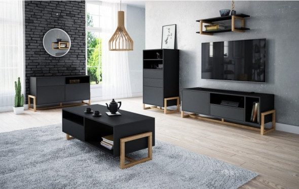 Stolik kawowy OSLO czarny mat/buk