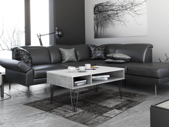 Stolik kawowy WINDAWA biały mat/beton