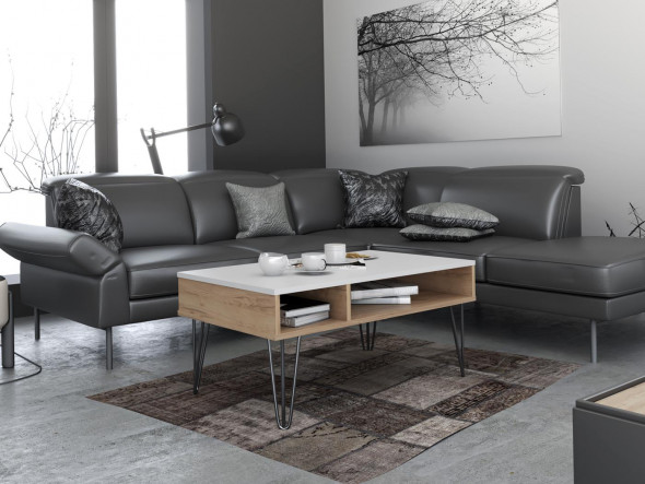 Stolik kawowy WINDAWA biały mat/dąb