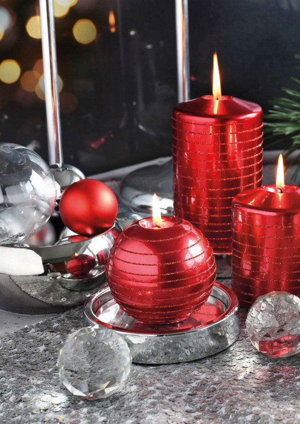 Świeca ANDALO LUSTRO walec duży 7x18cm parafinowa czerwona