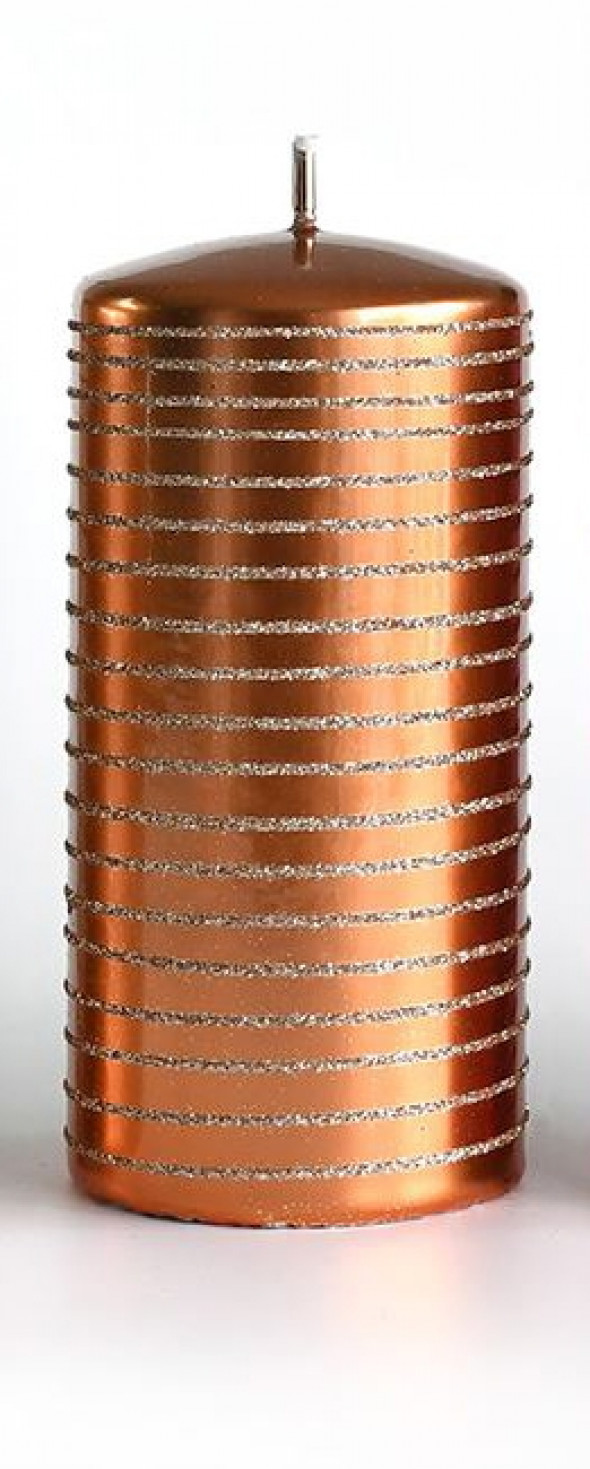 Świeca ANDALO LUSTRO walec duży 7x18cm parafinowa miedziana