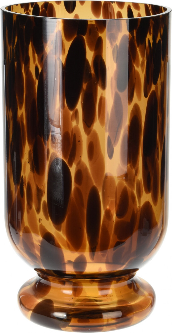 ŚWIECZNIK SZKLANY 16X29CM BRĄZOWY