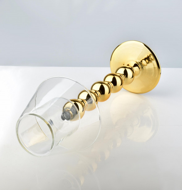 Świecznik szklany MARY ⌀11,8x33 cm złoty