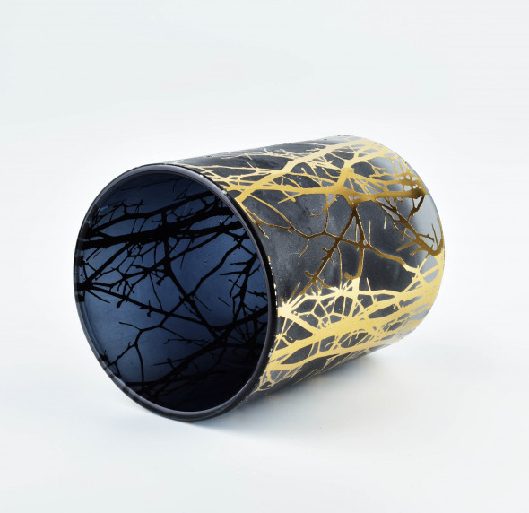 Świecznik szklany ODETTE GOLD ⌀10x12,5 cm czarny/złoty