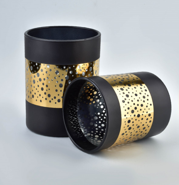 Świecznik szklany RITA BLACK ⌀8,5x10 cm czarny/złoty