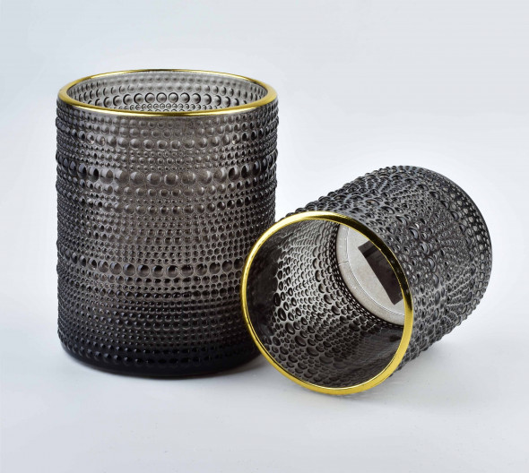 Świecznik szklany RITA BUBBLE ⌀10x12,5 cm szary