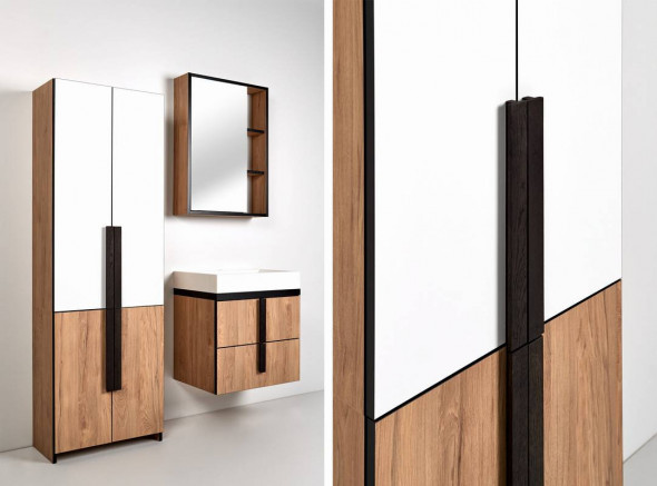 Szafa łazienkowa LENS K2.BW 60 biały mat/hikora