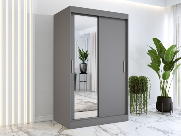Szafa przesuwna MODUO COMFORT 120 antracyt z lustrem po lewej