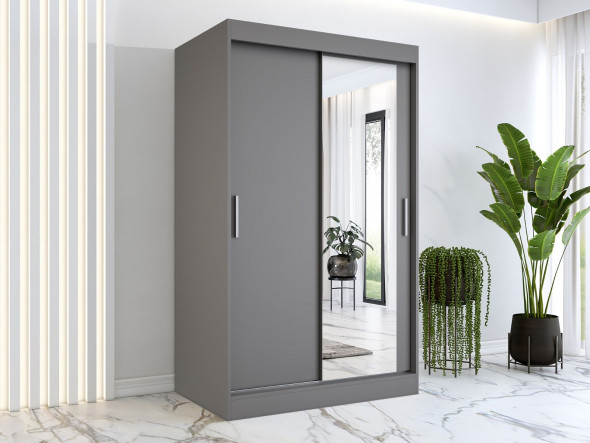 Szafa przesuwna MODUO COMFORT 120 antracyt z lustrem po prawej