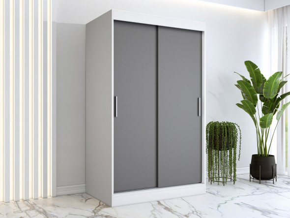 Szafa przesuwna MODUO COMFORT 120 biała mat/antracyt gładka