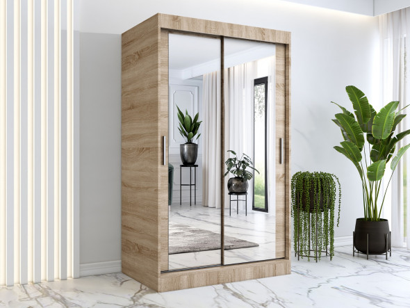 Szafa przesuwna MODUO COMFORT 120 dąb sonoma z dwoma lustrami