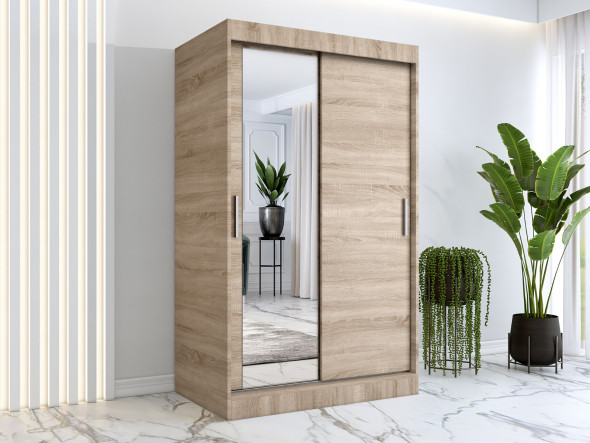 Szafa przesuwna MODUO COMFORT 120 dąb sonoma z lustrem po lewej