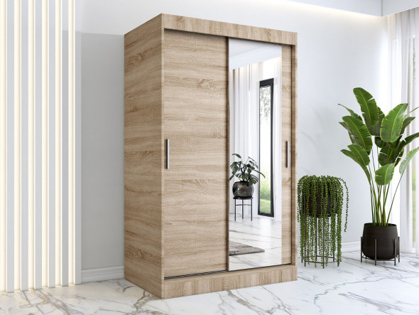 Szafa przesuwna MODUO COMFORT 120 dąb sonoma z lustrem po prawej