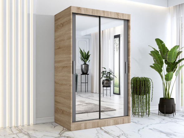 Szafa przesuwna MODUO COMFORT 120 dąb sonoma/antracyt z dwoma lustrami