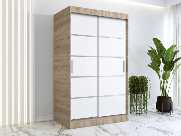 Szafa przesuwna MODUO COMFORT 120 dąb sonoma/biała mat z listwami