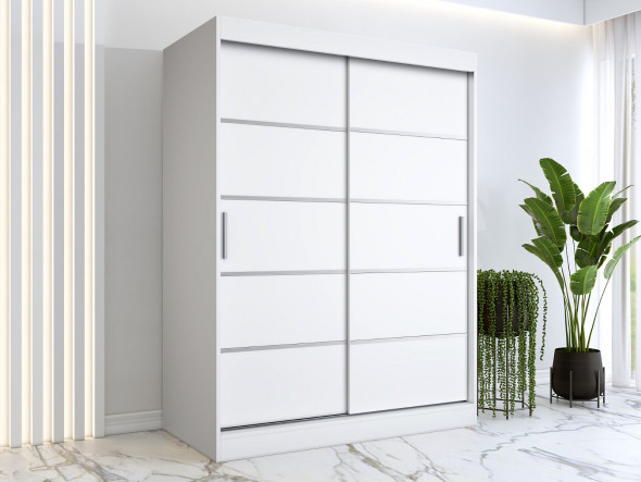 Szafa przesuwna MODUO COMFORT 150 biała mat z listwami