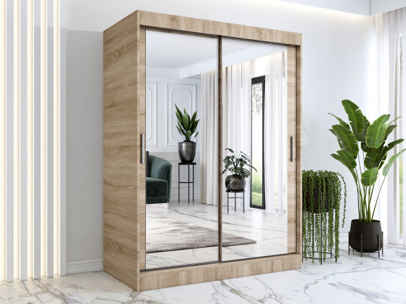 Szafa przesuwna MODUO COMFORT 150 dąb sonoma z dwoma lustrami