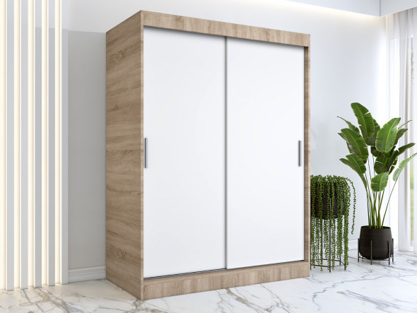Szafa przesuwna MODUO COMFORT 150 dąb sonoma/biała mat gładka