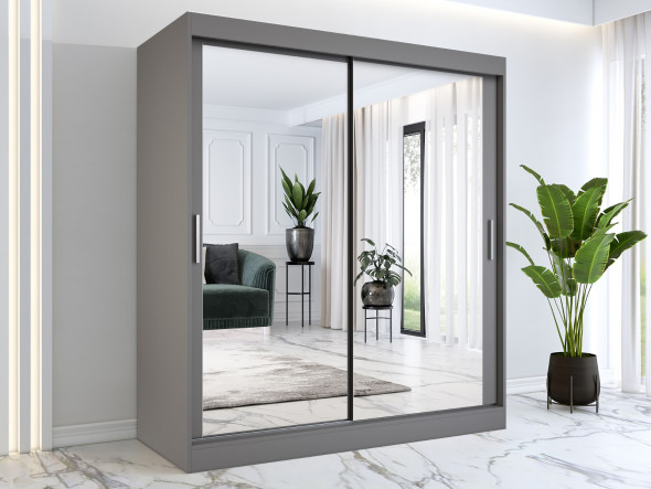 Szafa przesuwna MODUO COMFORT 180 antracyt z dwoma lustrami