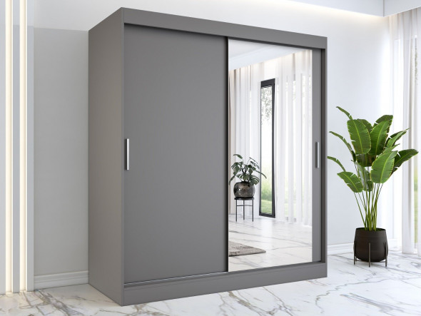 Szafa przesuwna MODUO COMFORT 180 antracyt z lustrem po prawej