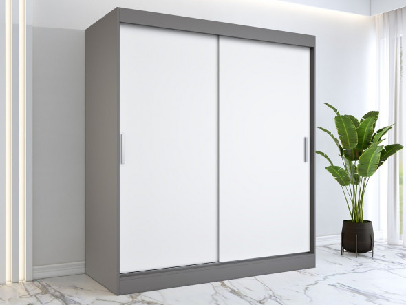 Szafa przesuwna MODUO COMFORT 180 antracyt/biała mat gładka