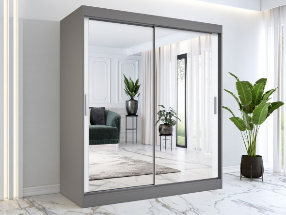 Szafa przesuwna MODUO COMFORT 180 antracyt/biała mat z dwoma lustrami