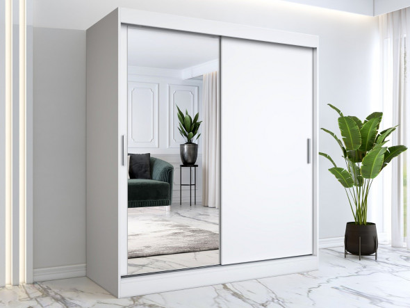 Szafa przesuwna MODUO COMFORT 180 biała mat z lustrem po lewej