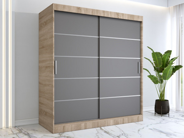 Szafa przesuwna MODUO COMFORT 180 dąb sonoma/antracyt z listwami