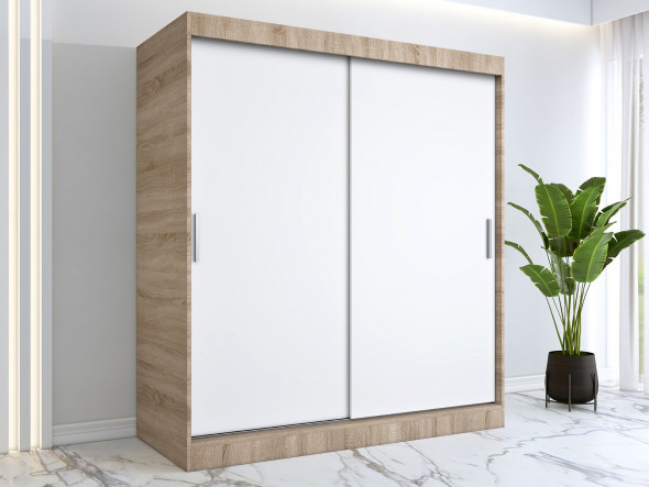 Szafa przesuwna MODUO COMFORT 180 dąb sonoma/biała mat gładka