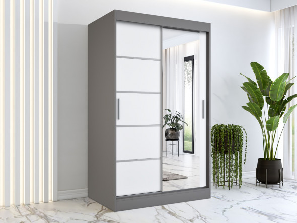 Szafa przesuwna MODUO COMFORT 2 120 antracyt/biała mat z lustrem