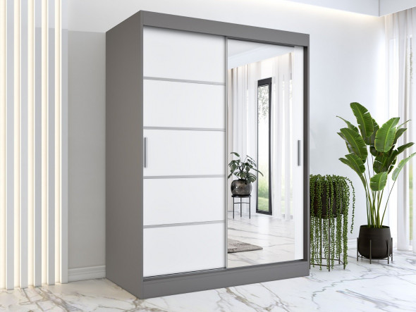 Szafa przesuwna MODUO COMFORT 2 150 antracyt/biała mat z lustrem