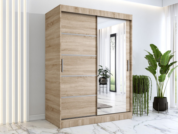 Szafa przesuwna MODUO COMFORT 2 150 dąb sonoma z lustrem