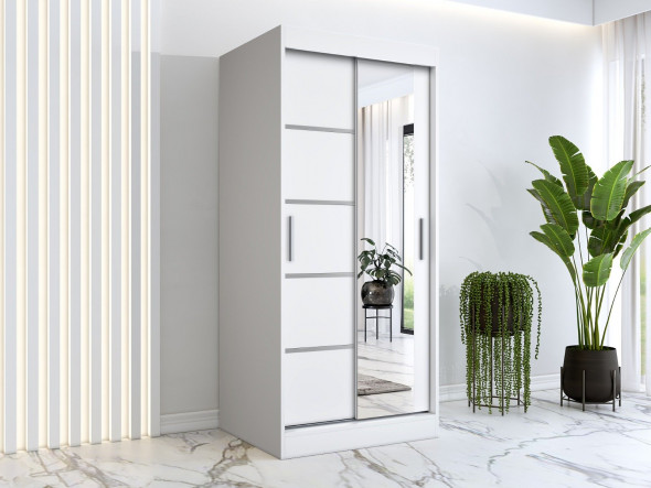 Szafa przesuwna MODUO COMFORT 2 90 biała mat z lustrem