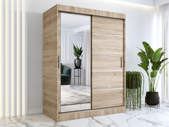 Szafa przesuwna MODUO COMFORT 3 150 dąb sonoma z lustrem
