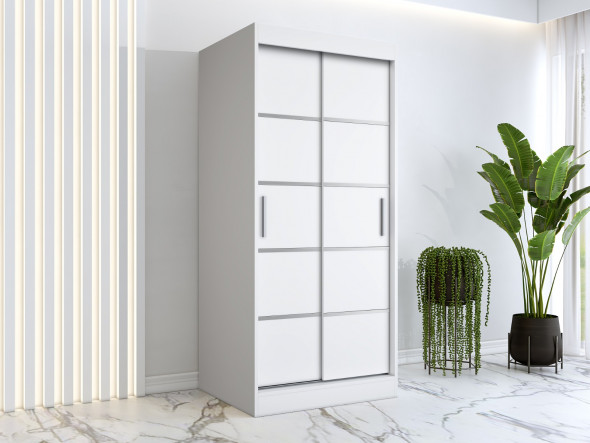 Szafa przesuwna MODUO COMFORT 90 biała mat z listwami