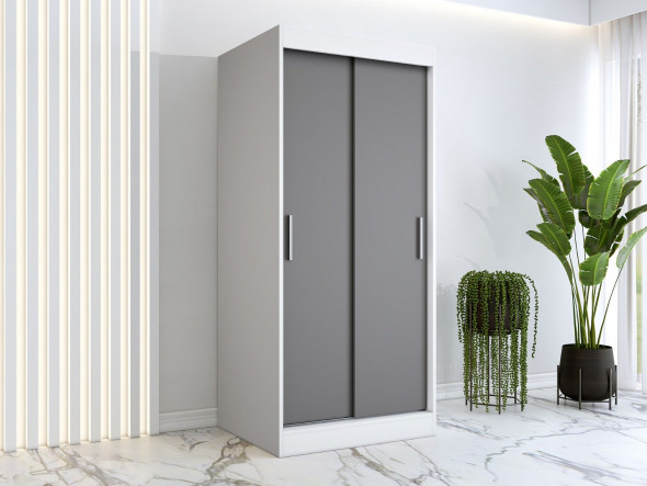 Szafa przesuwna MODUO COMFORT 90 biała mat/antracyt gładka