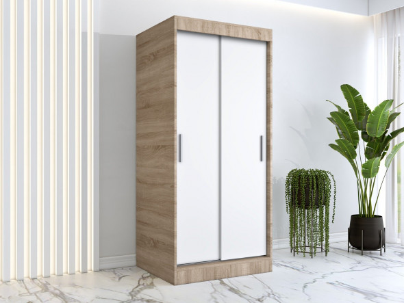 Szafa przesuwna MODUO COMFORT 90 dąb sonoma/biała mat gładka