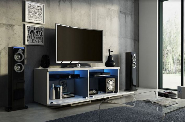 Szafka RTV BONN czarny mat/czarny połysk