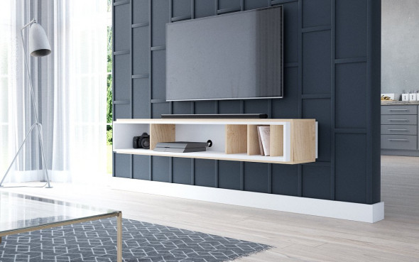 Szafka RTV CINTA 153 biała/dąb craft złoty