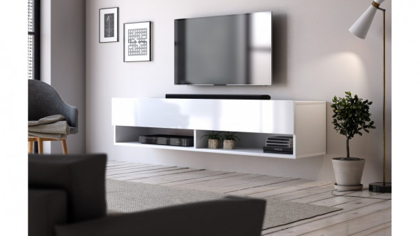 Szafka rtv DERBY 140 biały mat/biały połysk