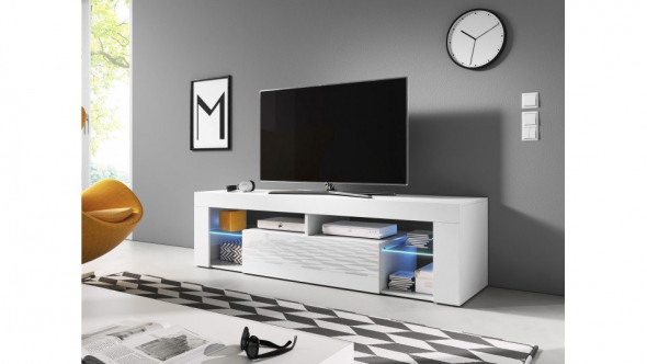 Szafka RTV EVEREST 2 biały mat/biały połysk