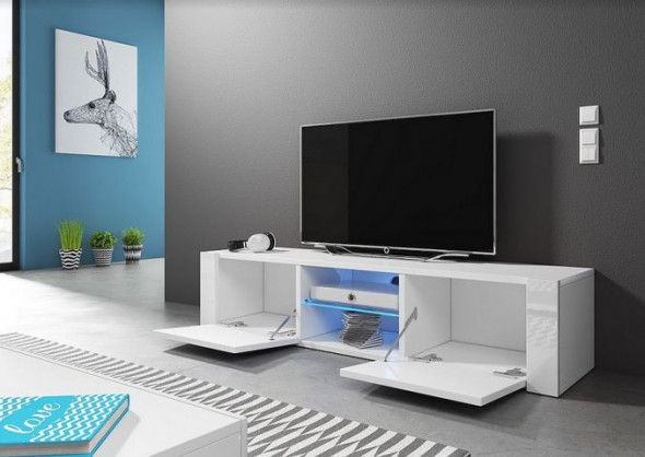 Szafka RTV HIT 140 szary połysk/biały mat