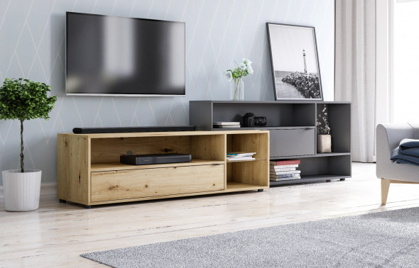 Szafka RTV LET'S ROCK SET dąb/antracyt