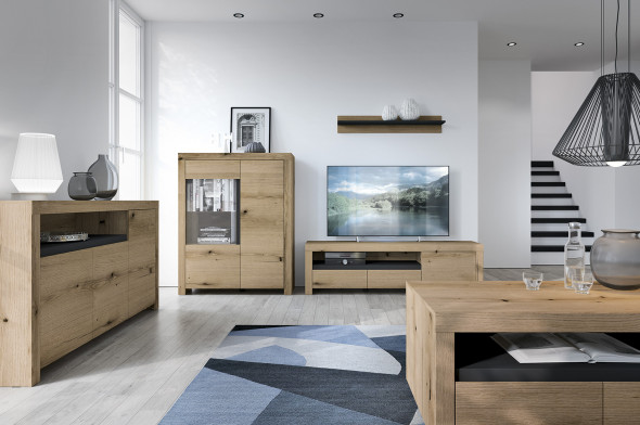 Szafka RTV MAJOTTA 163 dąb evoke/grafit