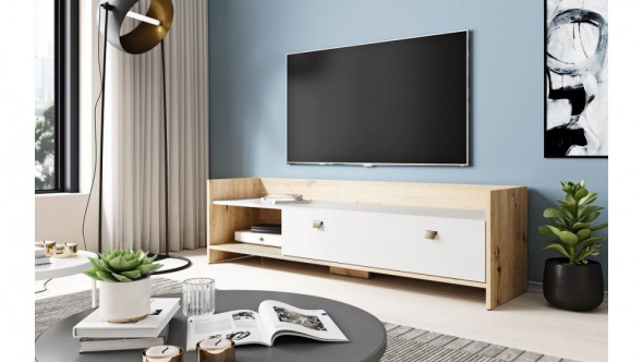 Szafka RTV OPEN dąb artisan/biały mat