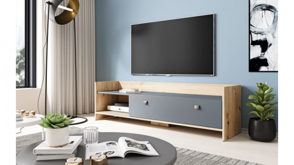 Szafka RTV OPEN dąb artisan/grafit mat