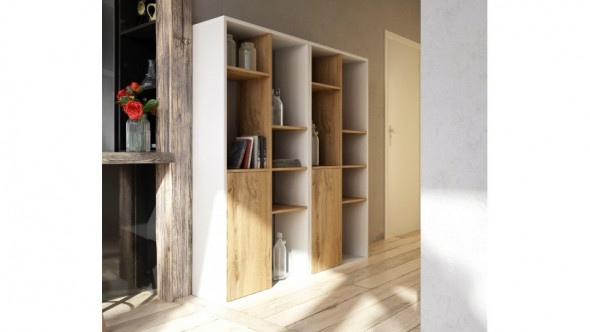 Szafka rtv SPACE biały mat/dąb artisan