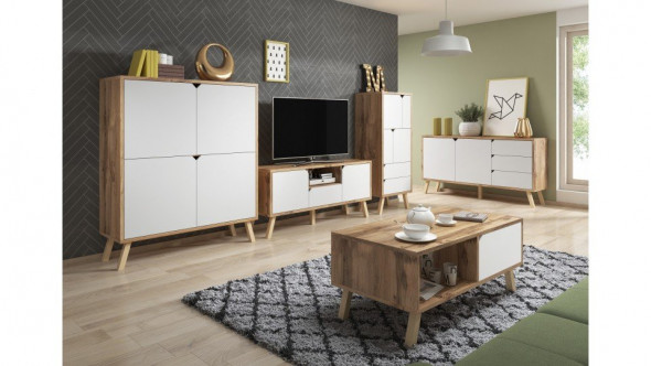 Szafka rtv TOKIO 140 craft złoty/biały mat